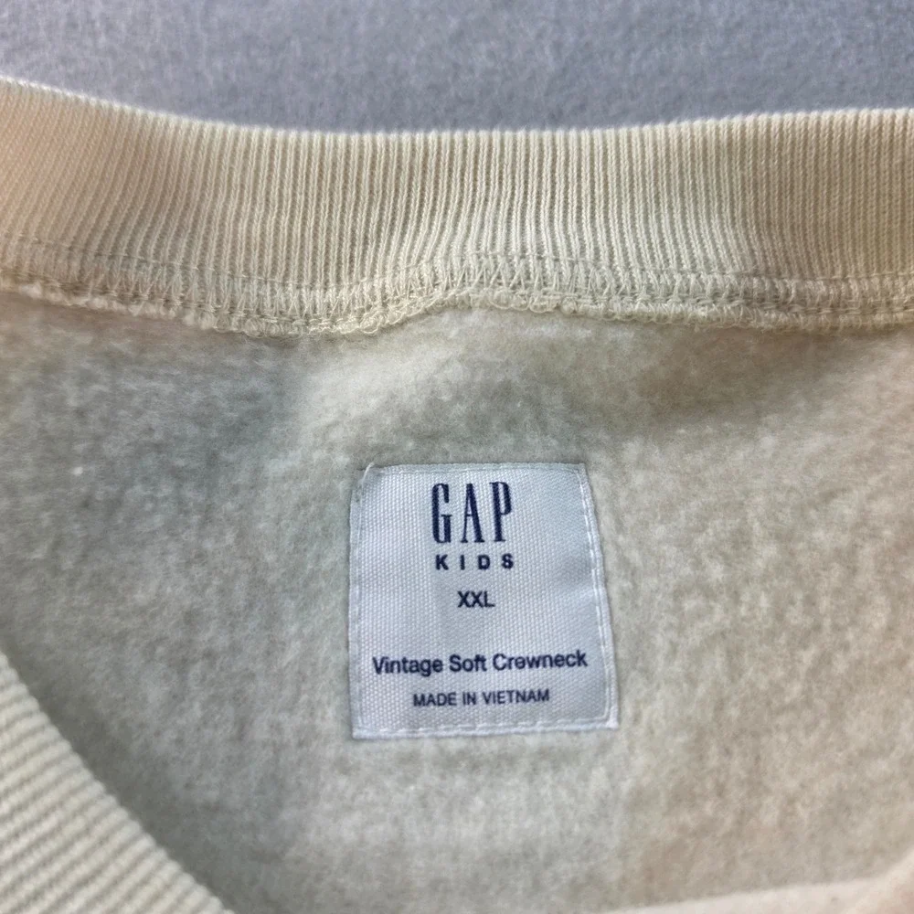 Gap Kids Vintage Soft Crewneck Sweatshirt Cream Beige XXL 14-16 Pullover Fleece